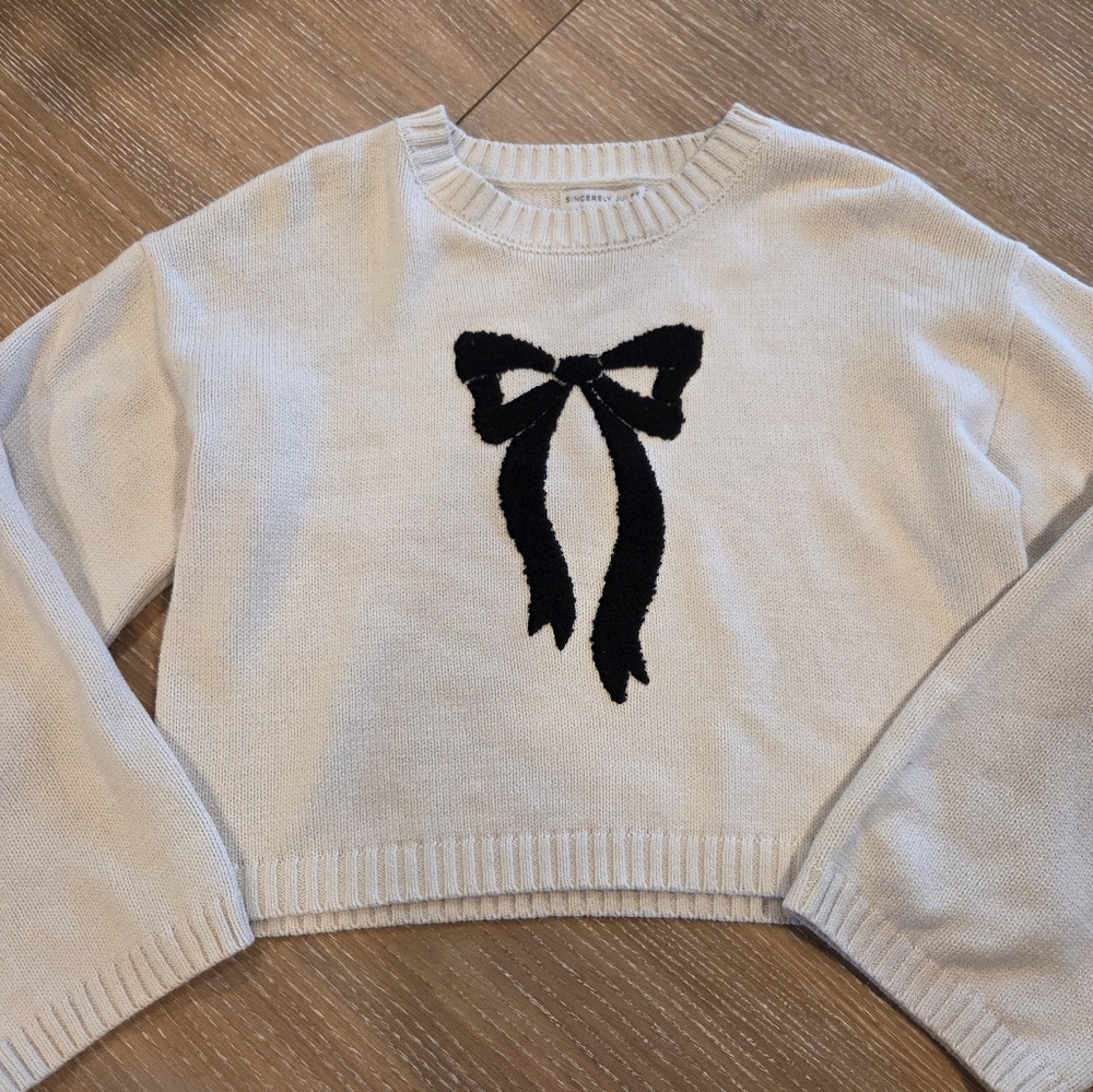 Sincerely Jules BOW Sweater Women's Long Sleeve Cream M - Picture 5 of 6